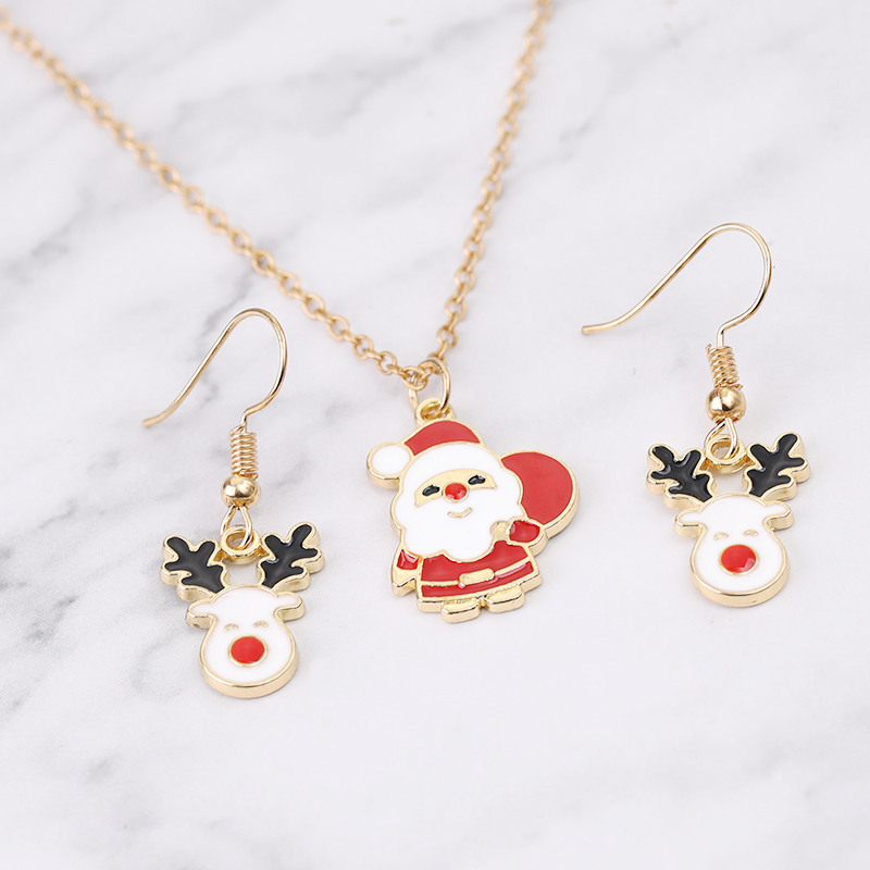 Vintage Collectible Santa - Koleksi Natal Set perhiasan rusa kutub