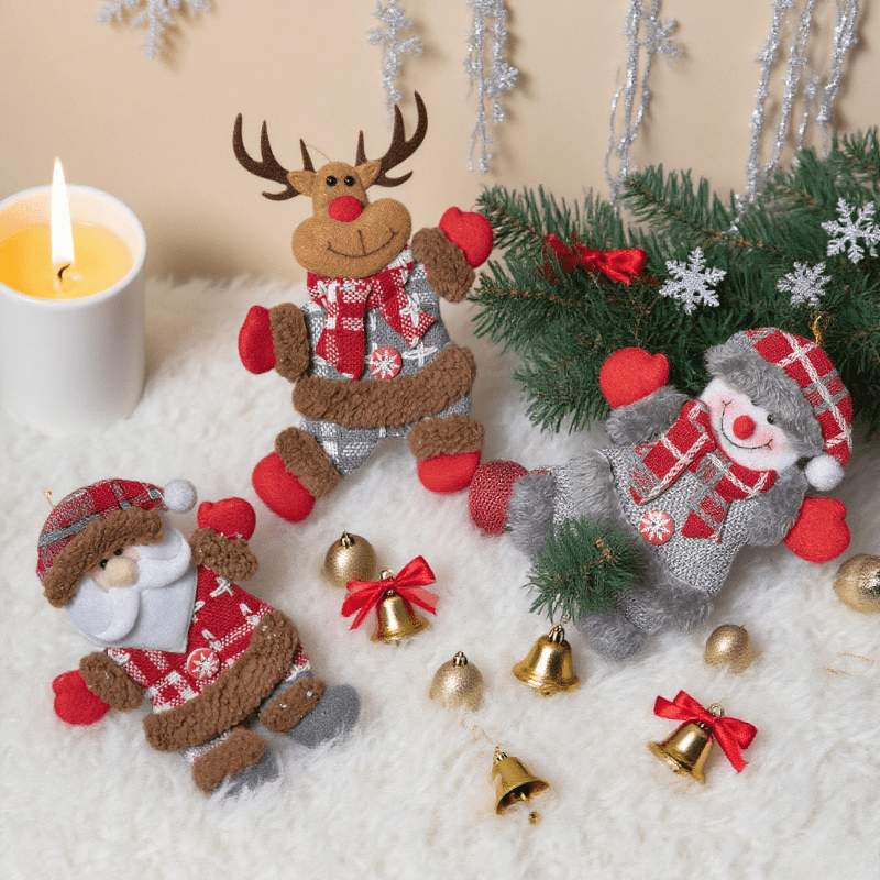 Vintage Collectible Santa - Set 3 Buah Ornamen Gantung Berbentuk
