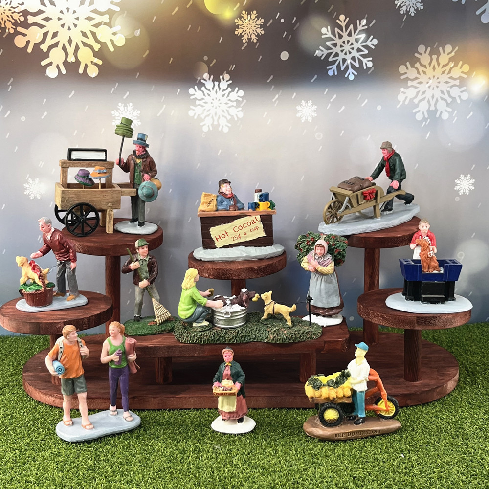 Vintage Collectible Market - Set Figurine Desa Natal Vintage, Dekorasi