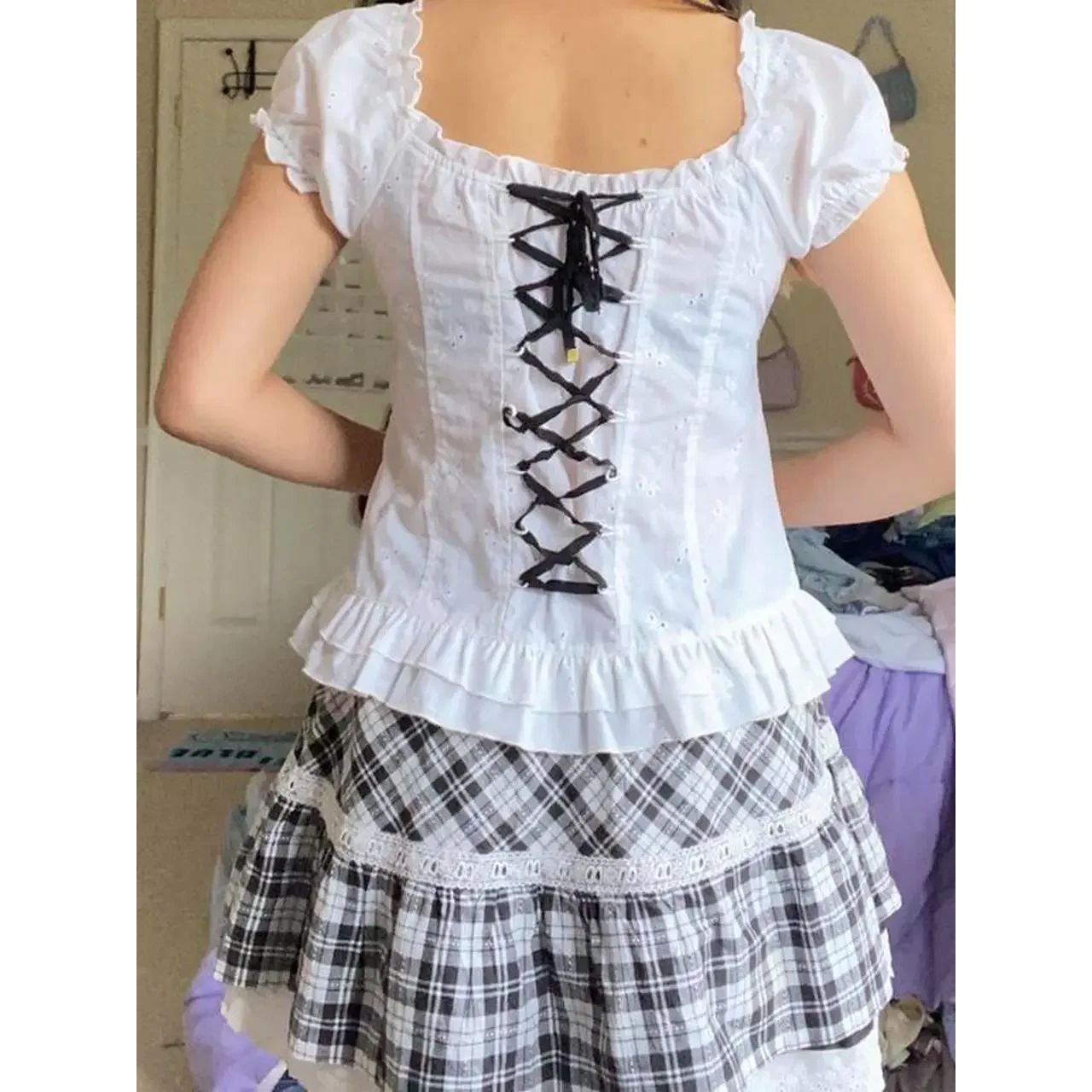 Kawaii Corset Ops 2000s Kaos W - Collectible Vintage T Shirts ulasan dan harga